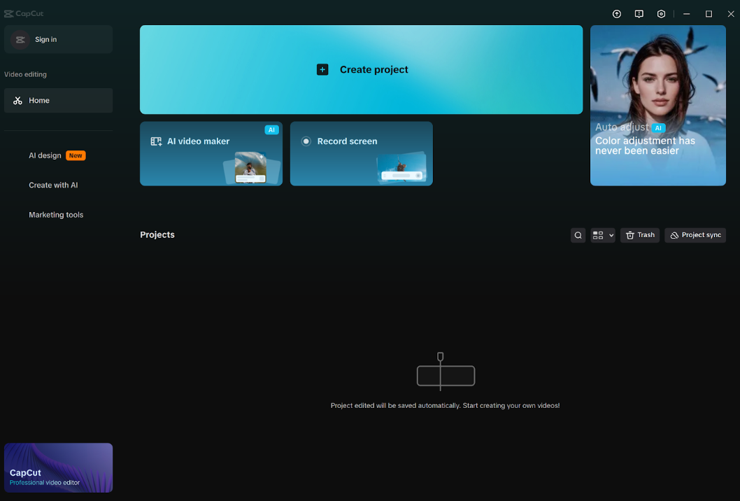 CapCut интерфейс